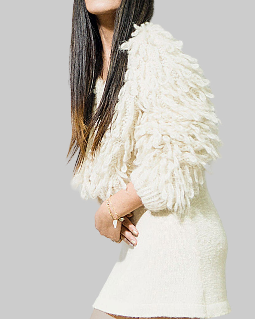 Hand Knit Alpaca Bomber Jacket | Chunky Cardigan, Cropped Wrap