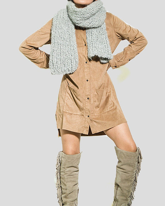 Hand Knit Alpaca Scarf: Gray Unisex Winter Scarf