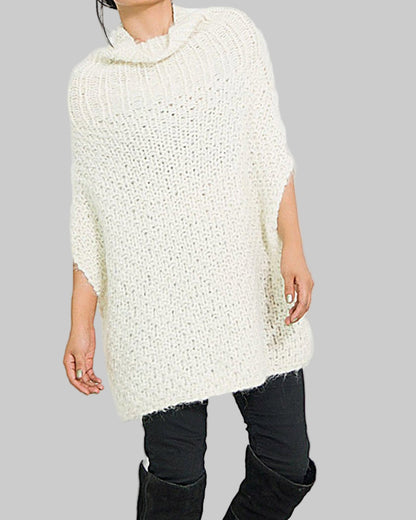 Hand Knit Alpaca Cape Sweater | Asymmetrical Vest Poncho