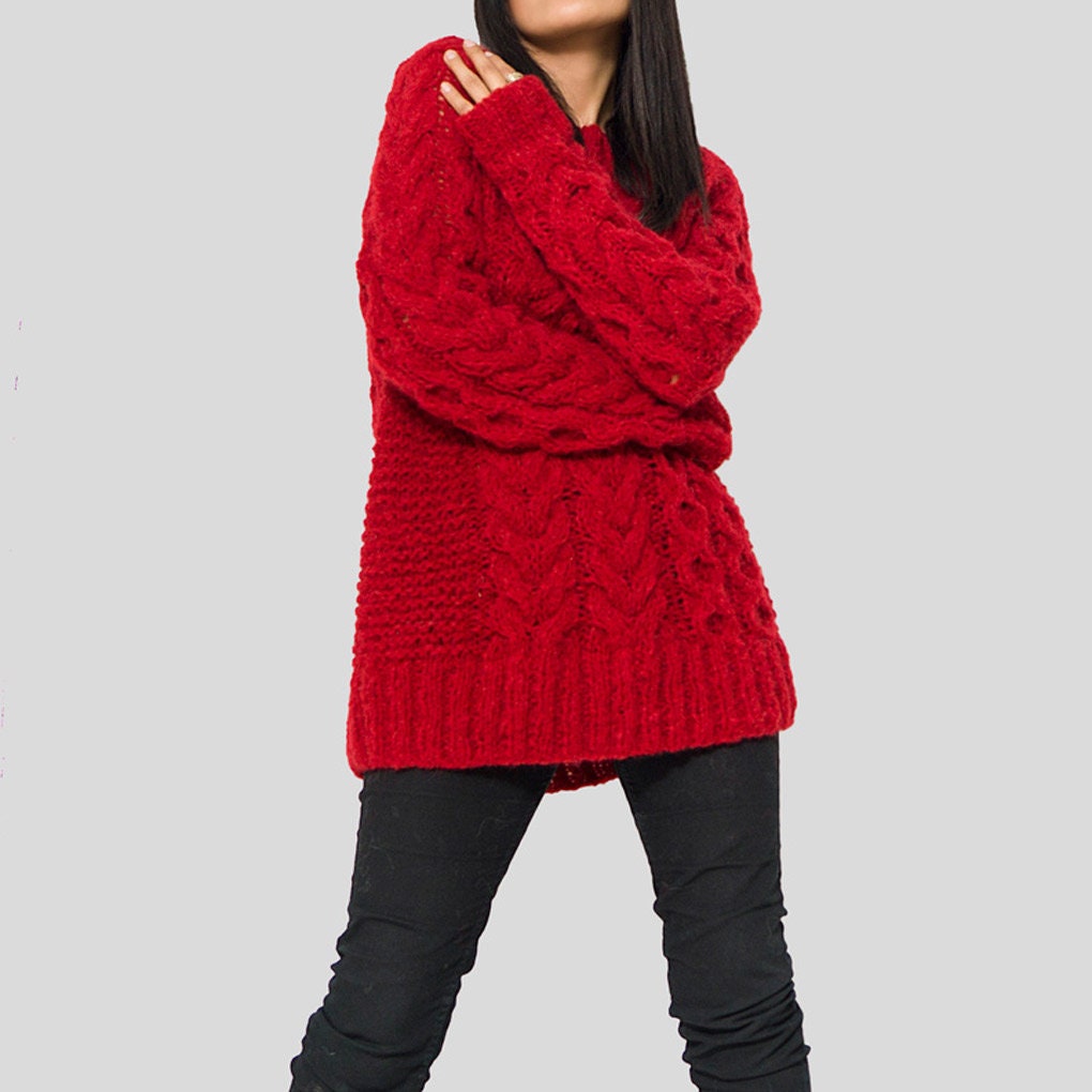 Handmade Alpaca Cable Knit Sweater | Chunky Oversized Winter Jumper
