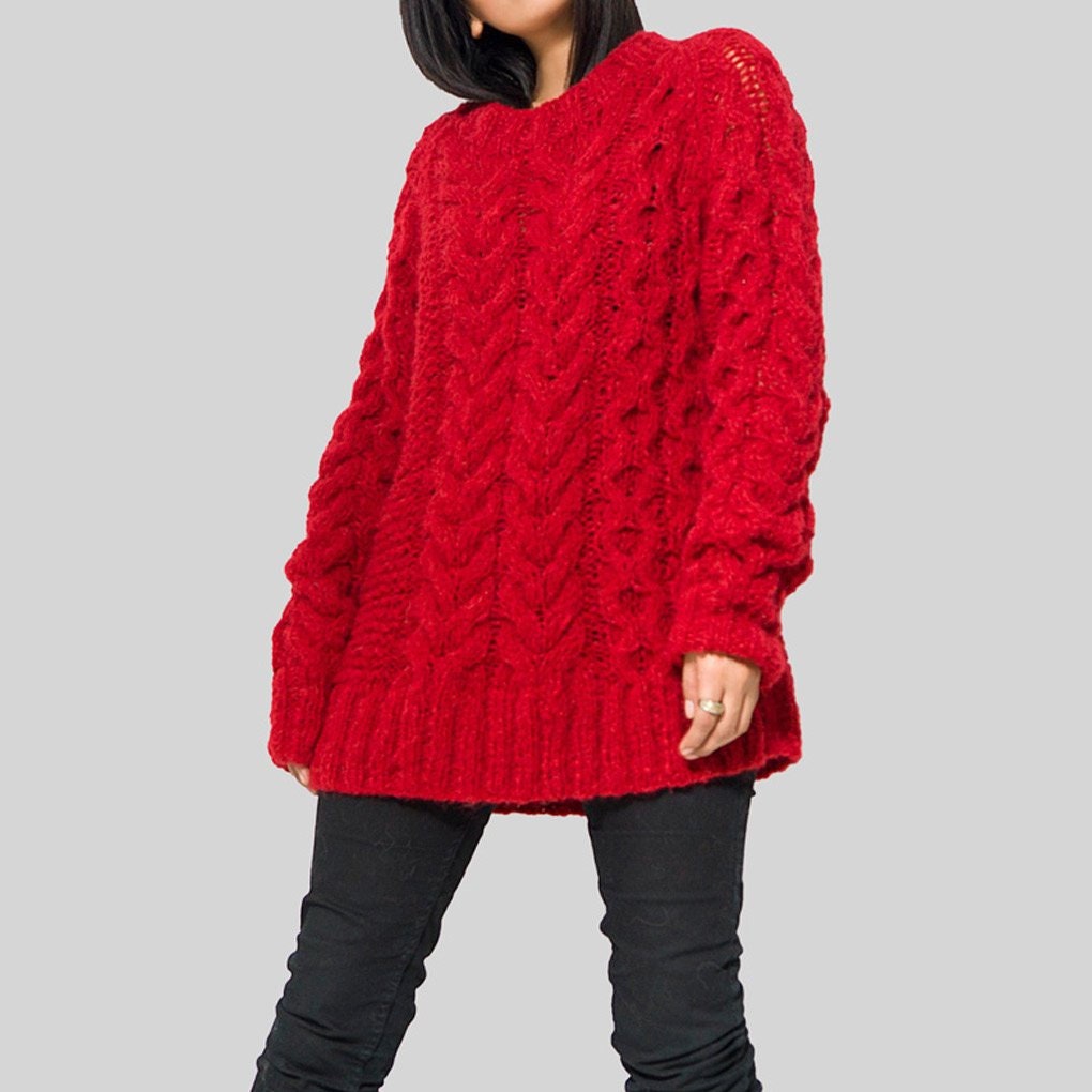 Handmade Alpaca Cable Knit Sweater | Chunky Oversized Winter Jumper