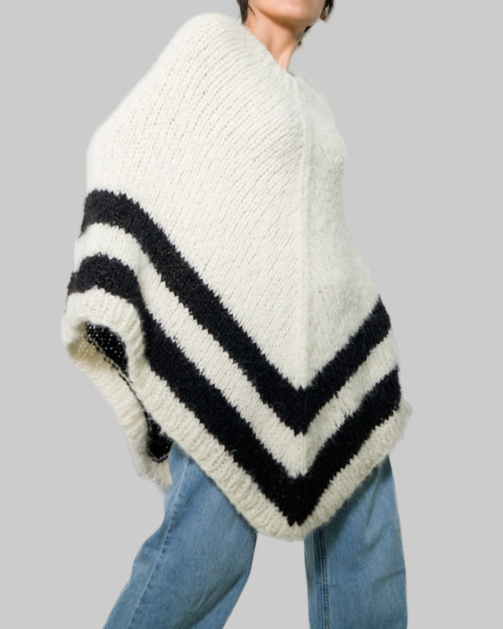 Handmade Alpaca Poncho Cape Sweater | Asymmetrical Knit