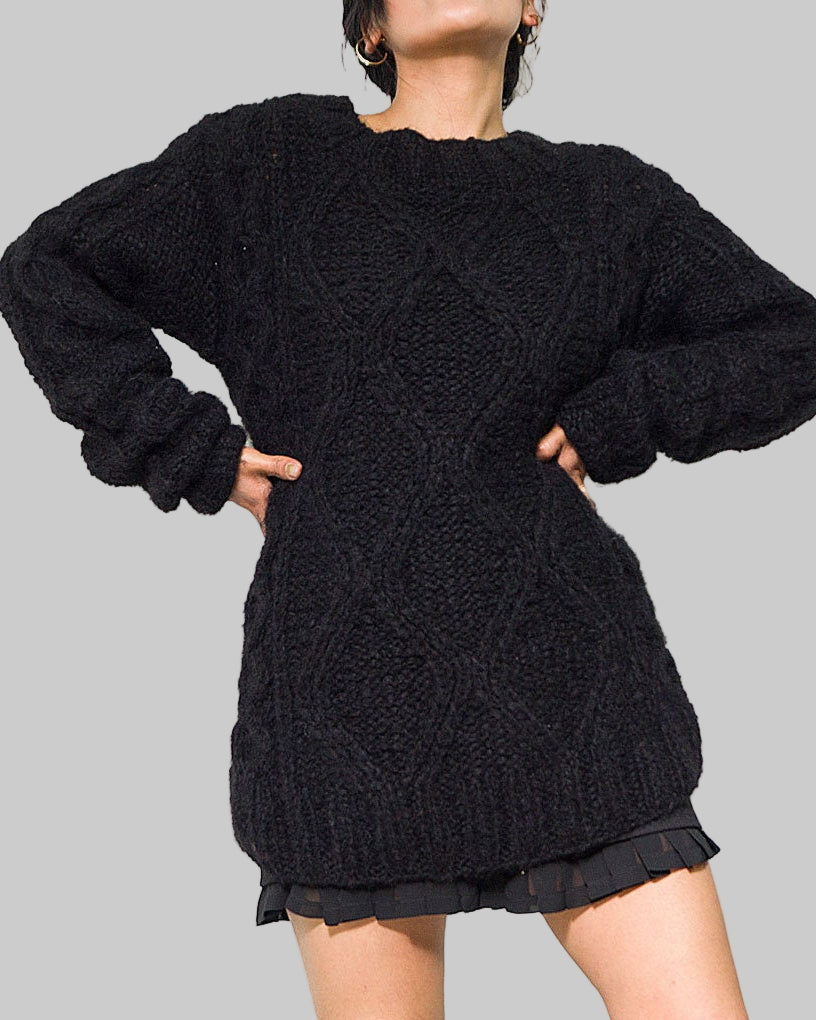Handmade Cable Knit Alpaca Sweater | Chunky Oversized Pullover