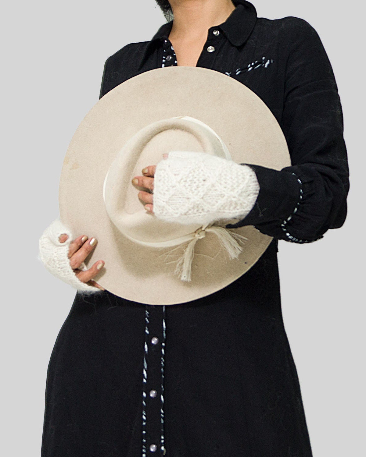 Cable Knit Alpaca Fingerless Gloves | Handmade Wool Mittens