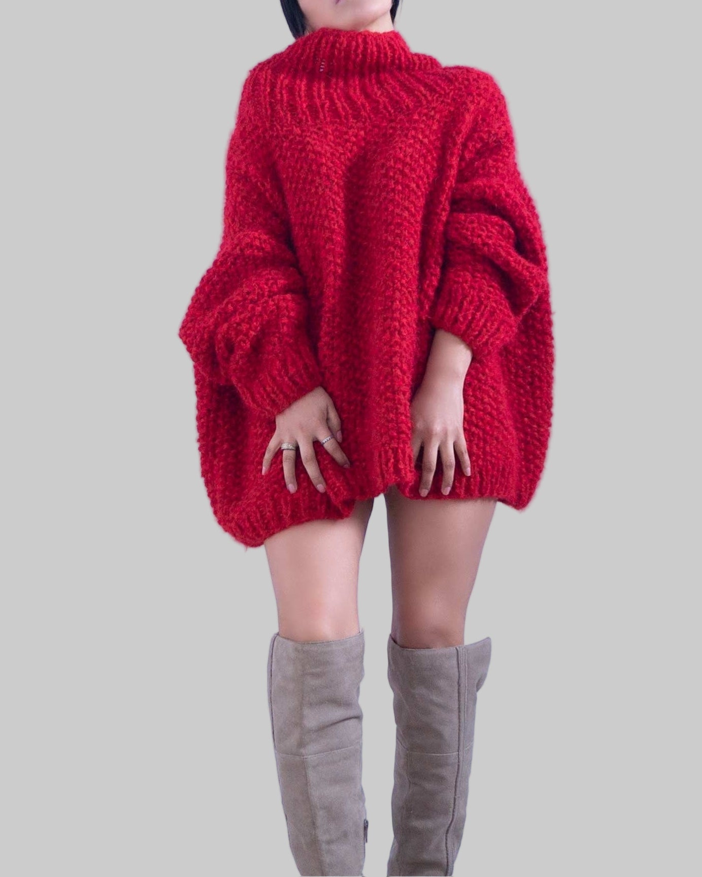 Handmade Oversized Knit Alpaca Sweater | Slouchy Turtleneck Pullover