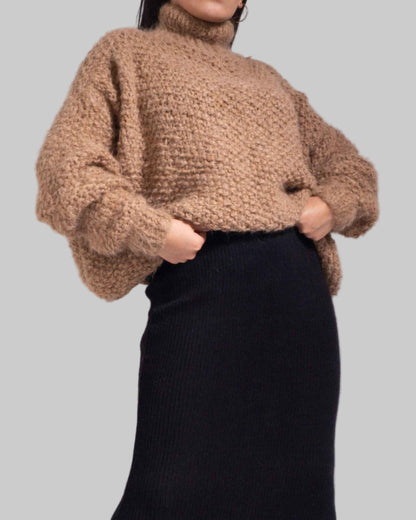Handmade Chunky Knit Alpaca Sweater | Slouchy Cropped Pullover