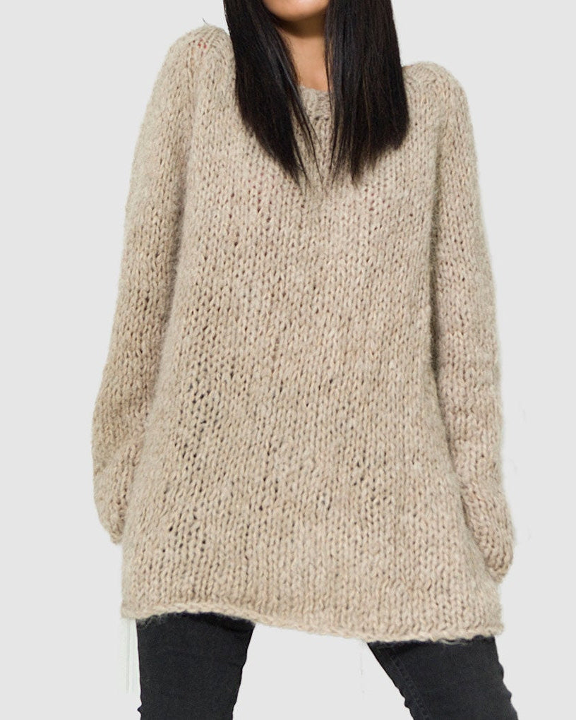 Handmade Alpaca Knit Sweater | Oversized Slouchy Pullover
