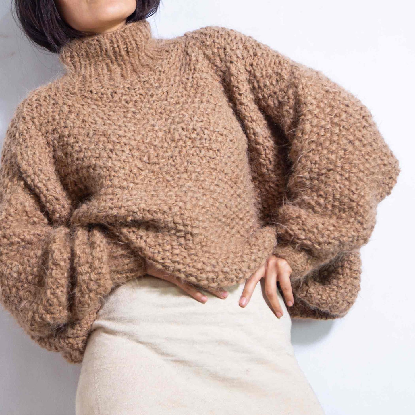 Chunky Knit Alpaca Turtleneck Sweater | Oversized Slouchy Pullover