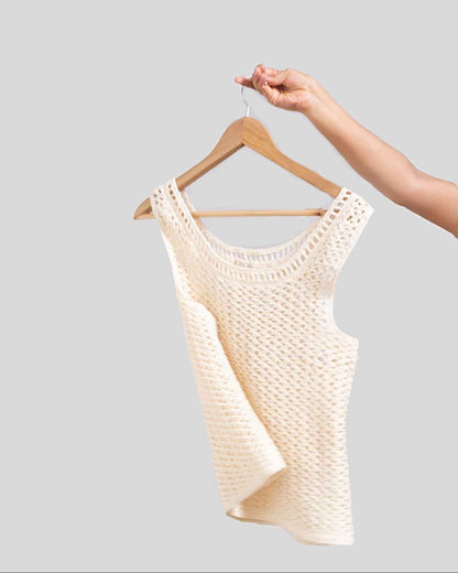 Crochet Organic Pima Cotton Tank Top - Handmade Knitwear