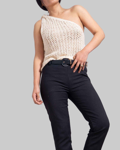 Organic Cotton Crochet One Shoulder Top - Asymmetrical Tank
