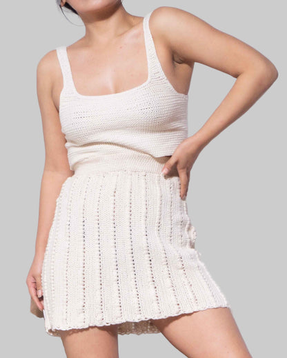 Asymmetric Organic Cotton Knit Top – Sleeveless Button Strap