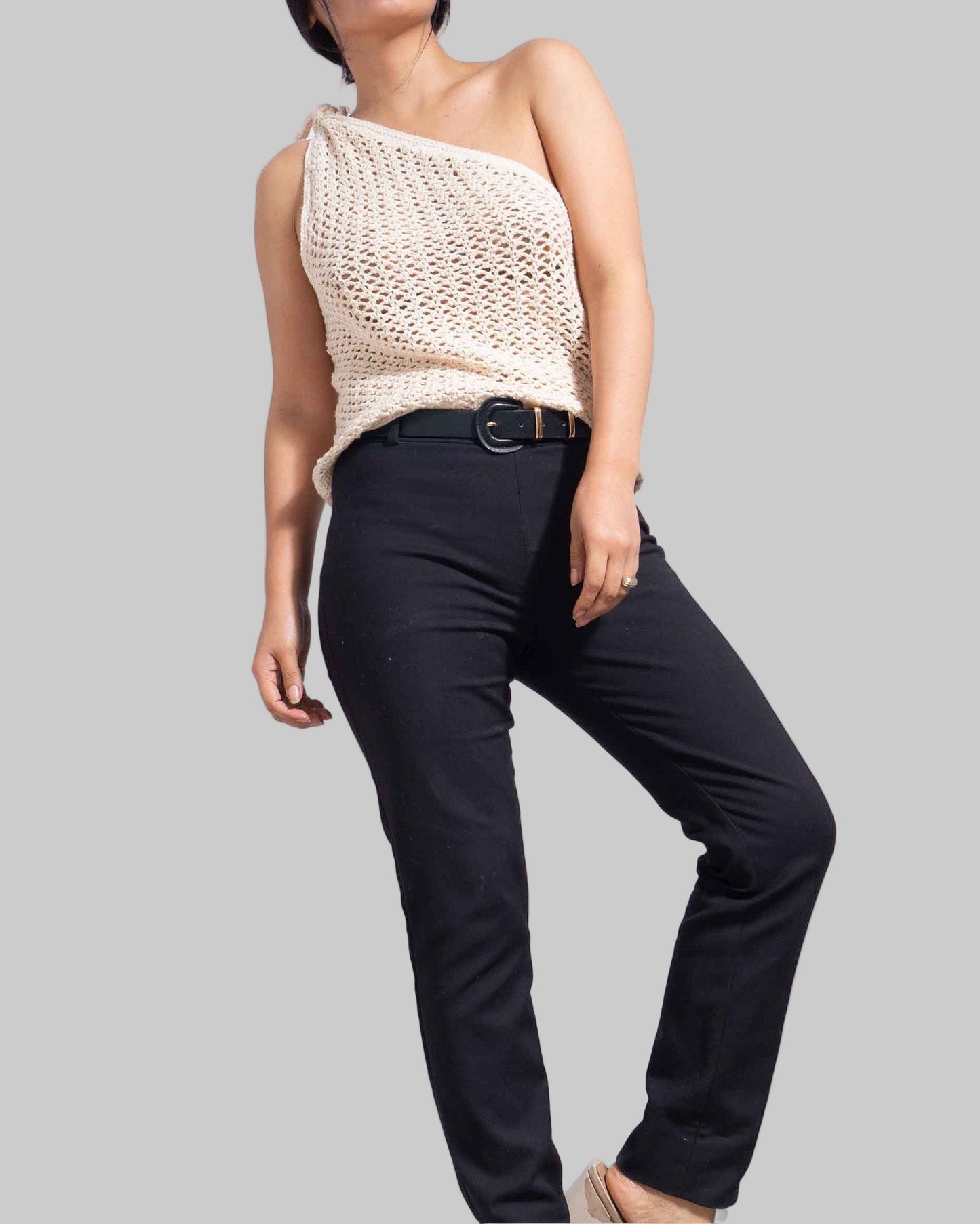 Organic Cotton Crochet One Shoulder Top - Asymmetrical Tank