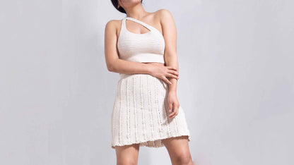 Organic Cotton Knit Top | Asymmetric Neckline, Adjustable Straps