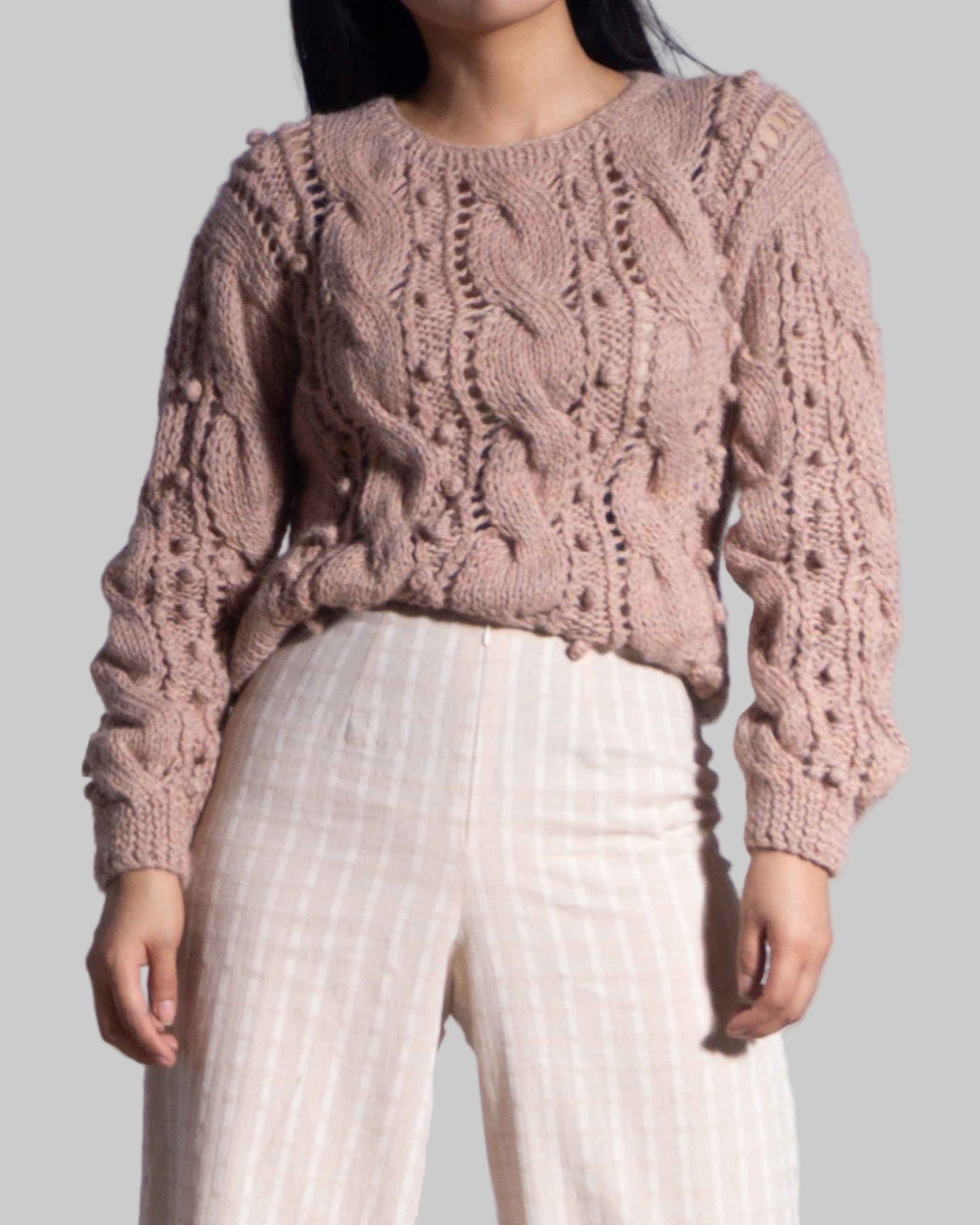 Handmade Chunky Alpaca Cable Knit Sweater | Slouchy Pullover