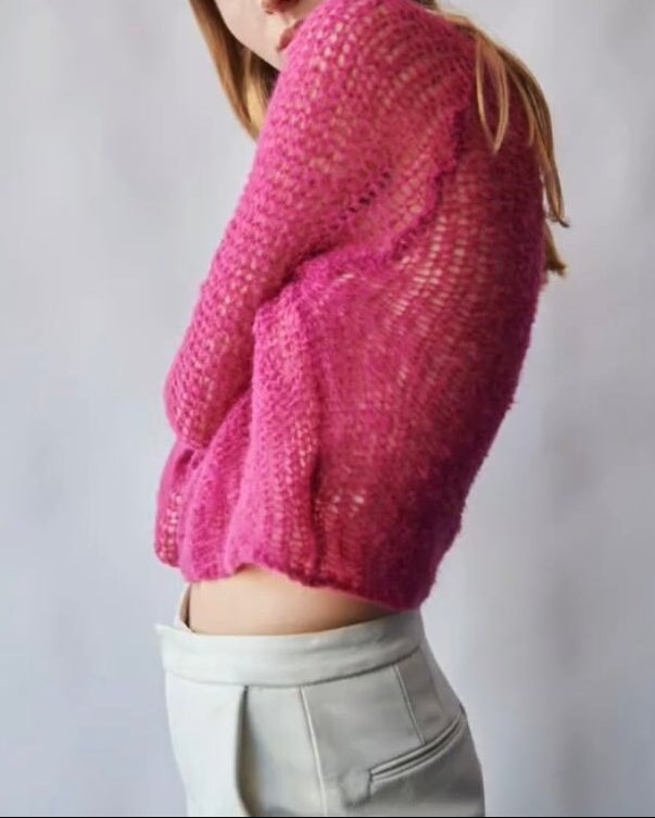 Handmade Slouchy Knit Alpaca Sweater | Cropped Blouse Top
