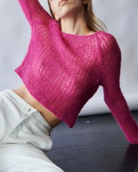 Handmade Slouchy Knit Alpaca Sweater | Cropped Blouse Top