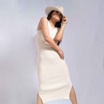 Organic Cotton Cocktail Dress | Fitted Midi Pencil Dress