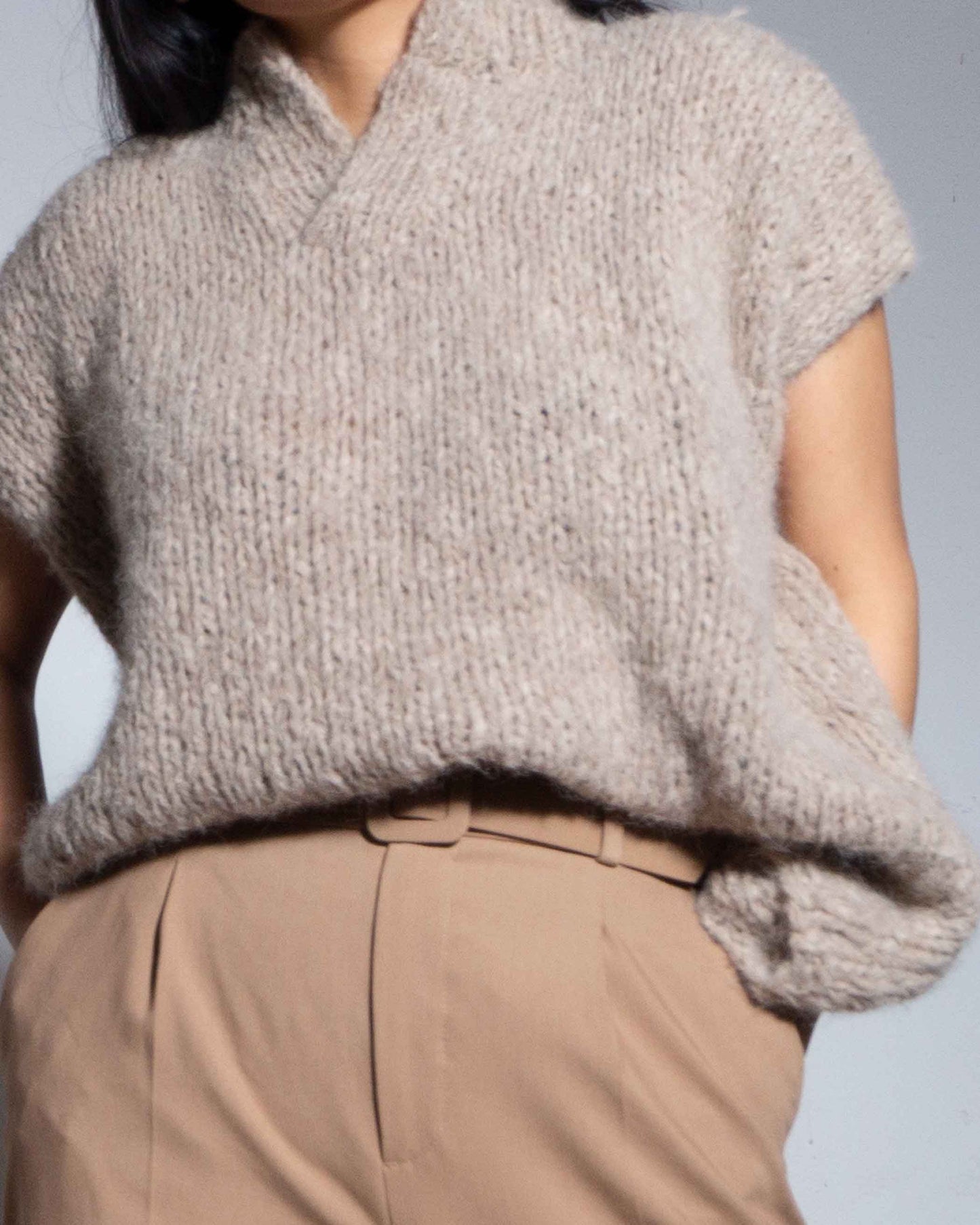 Alpaca Cropped Sweater Vest | Chunky Knit Jumper
