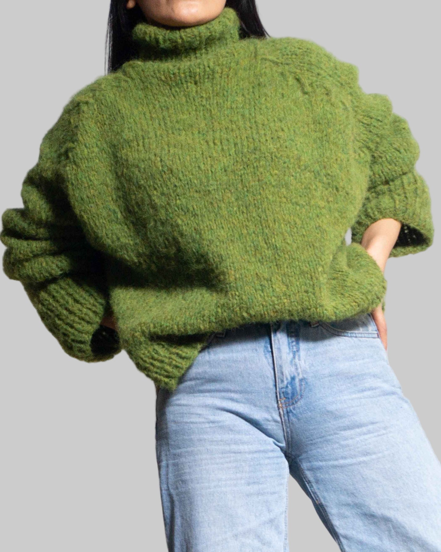 Oversized Knit Alpaca Turtleneck Sweater | Chunky Wool Blend