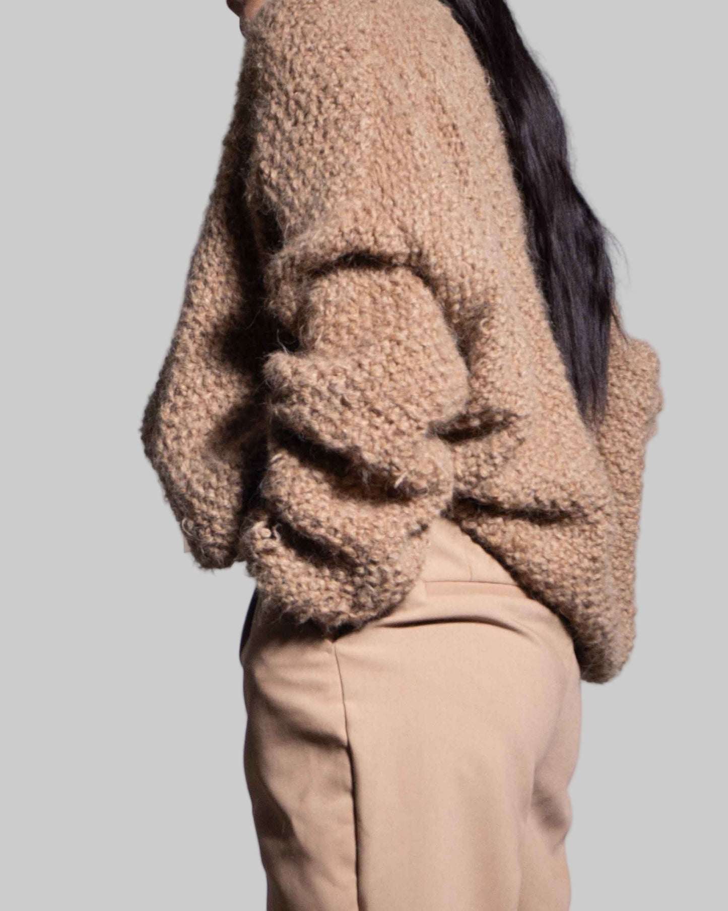 Hand Knit Alpaca Cropped Sweater | Oversized Chunky Knit