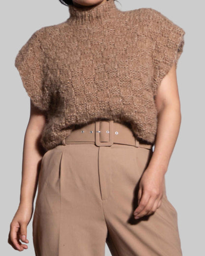 Handmade Alpaca Knit Sweater Vest | Cable Knit Wool Blend