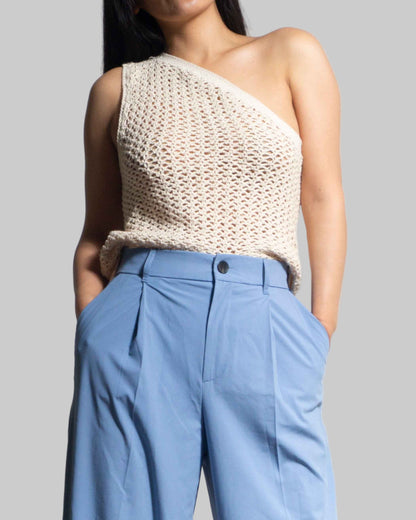 Crochet One Shoulder Organic Cotton Tank Top | Asymmetric Designer Top