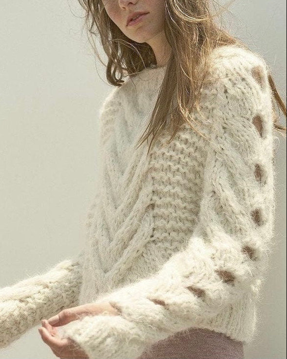 Handmade Alpaca Cable Knit Oversized Sweater | Nordic Style