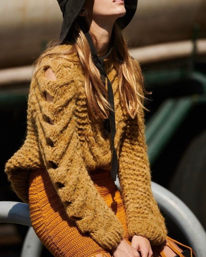 Handmade Alpaca Cable Knit Oversized Sweater | Nordic Style