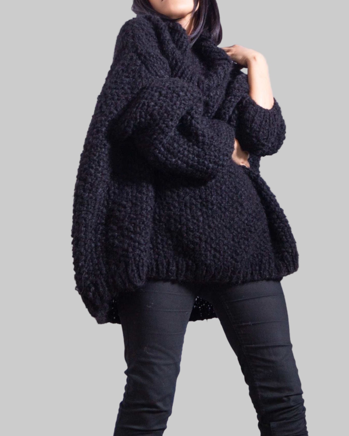 Handmade Oversized Knit Alpaca Sweater | Slouchy Turtleneck Pullover