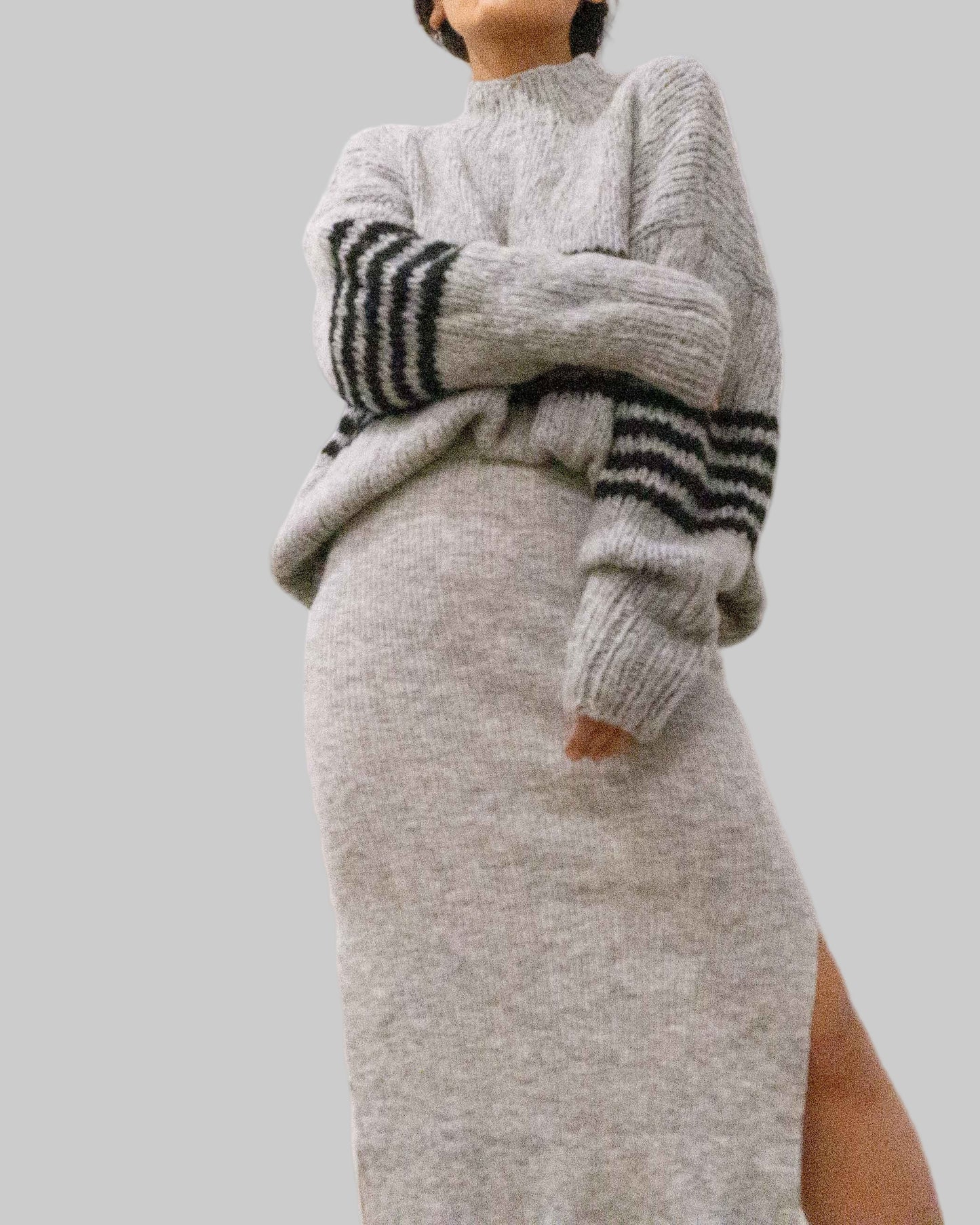 Hand Knit Striped Alpaca Sweater | Oversized Slouchy Crop