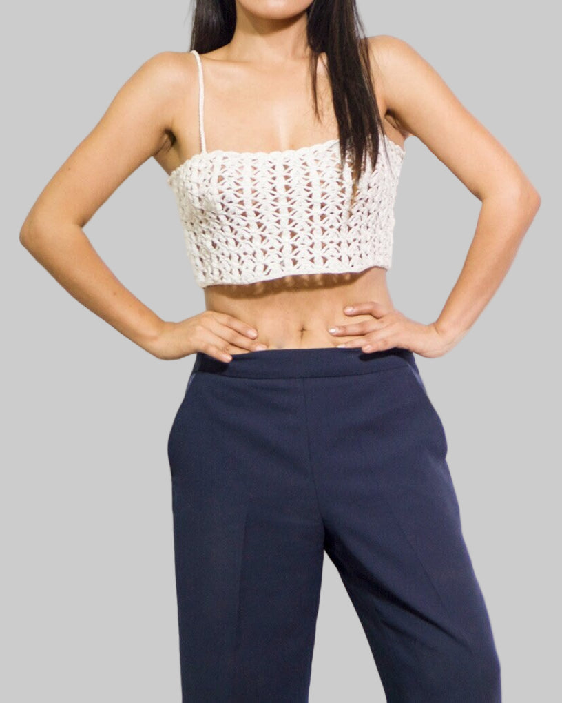 Crochet Organic Pima Cotton Crop Tank Top - Handmade Summer Clothing