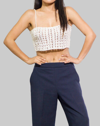 Crochet Organic Pima Cotton Crop Tank Top - Handmade Summer Clothing