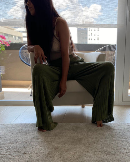 Organic Cotton Knit Palazzo Pants, Wide Leg Culottes