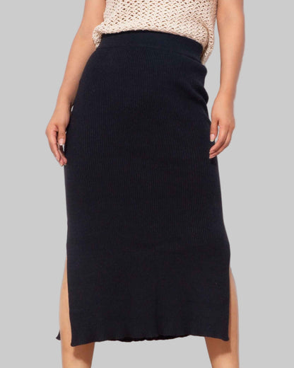 Organic Cotton Knit Midi Skirt | Sustainable Pencil Skirt