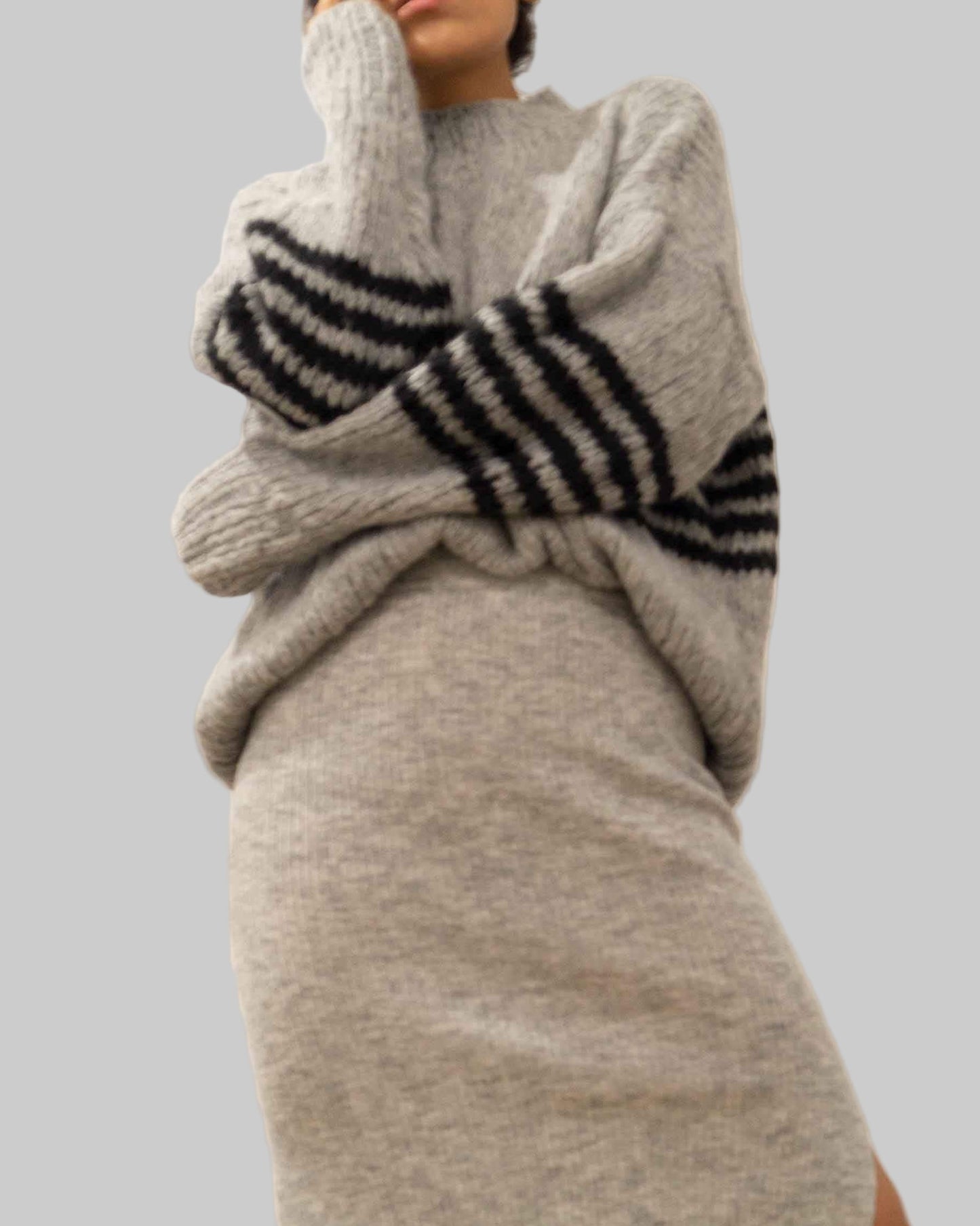 Hand Knit Striped Alpaca Sweater | Oversized Slouchy Crop