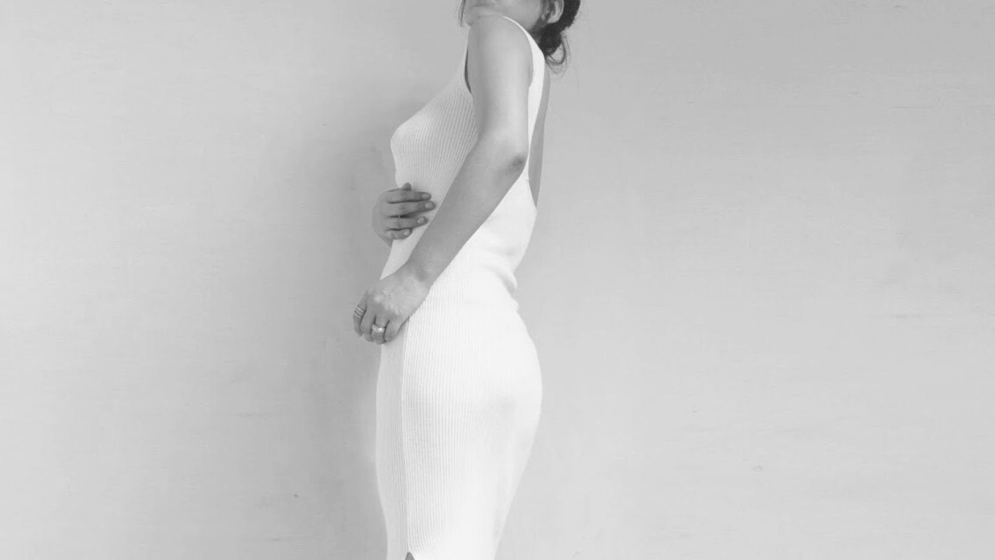 Organic Cotton Cocktail Dress | Fitted Midi Pencil Dress