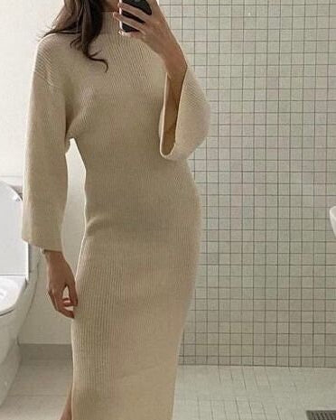 Handmade Alpaca Knit Sweater Dress, Plus Size Oversized Dress