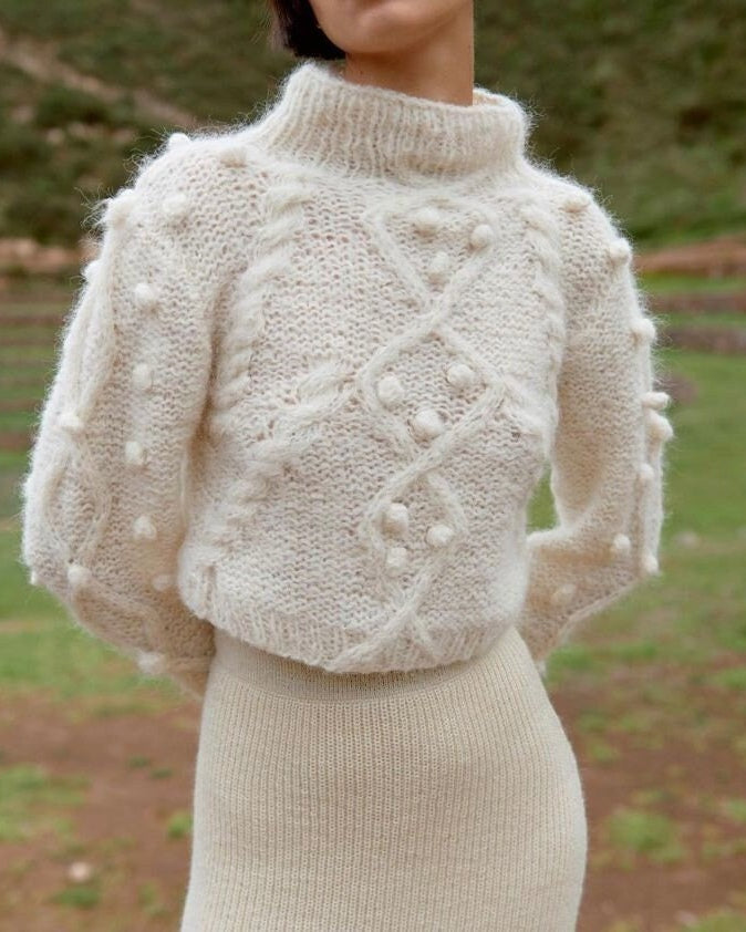 Handmade Cropped Cable Knit Alpaca Sweater | Sustainable Jumper