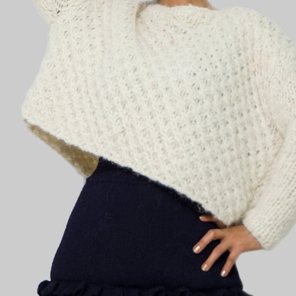 Cable Knit Alpaca Cropped Sweater | Handmade Oversized Pullover