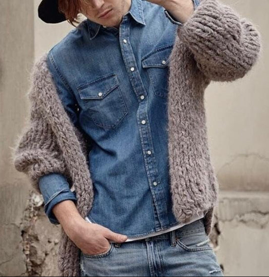 Handmade Alpaca Chunky Knit Cardigan | Slouchy Oversized Coat