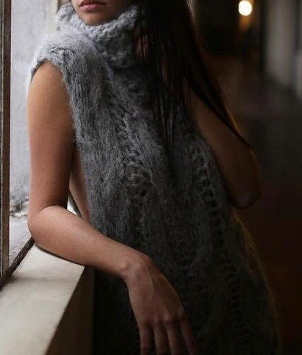 Handmade Alpaca Cable Knit Sweater Vest | Slouchy Winter Vest