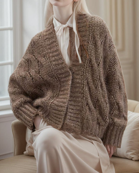 BROWN TEXTURED ALPACA CARDIGAN – Conscious Luxury