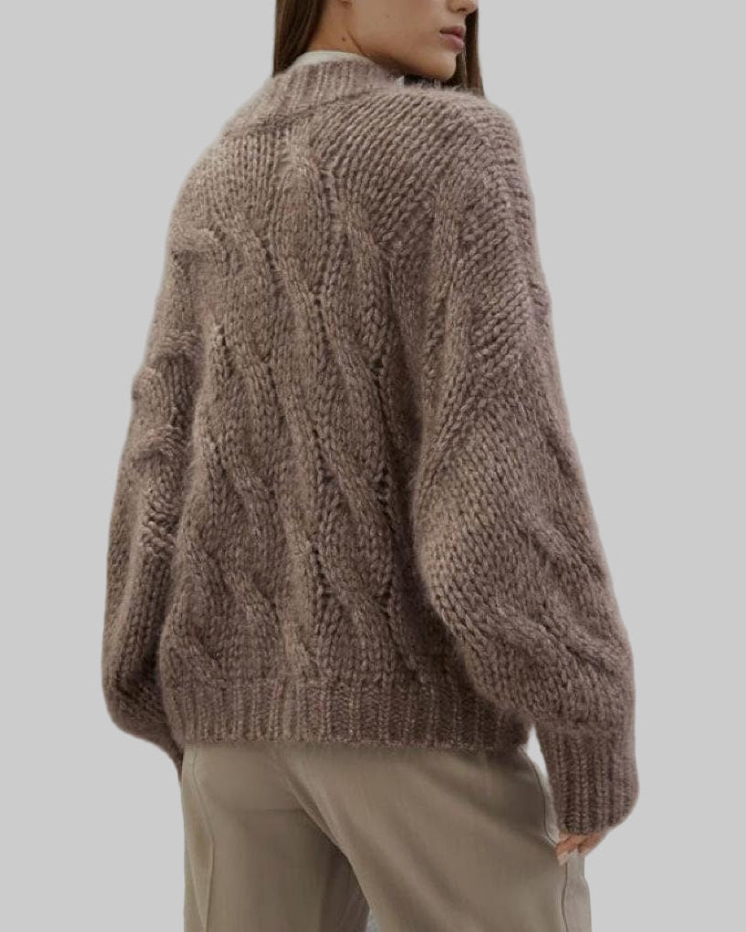 BROWN TEXTURED ALPACA CARDIGAN – Conscious Luxury