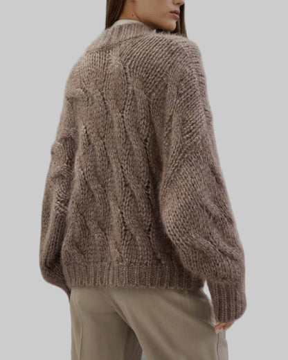 BROWN TEXTURED ALPACA CARDIGAN – Conscious Luxury
