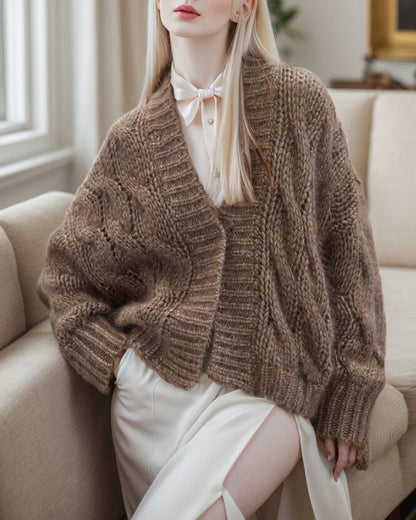 Handmade Alpaca Chunky Knit Cardigan | Oversized Slouchy Wrap