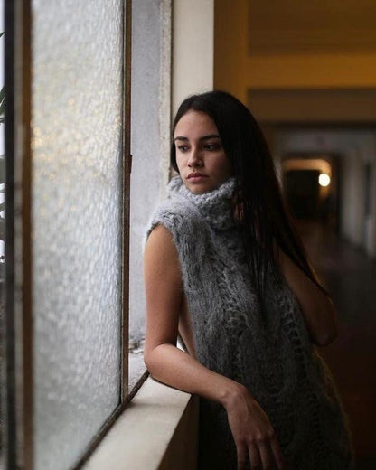 Handmade Alpaca Cable Knit Sweater Vest | Slouchy Winter Vest