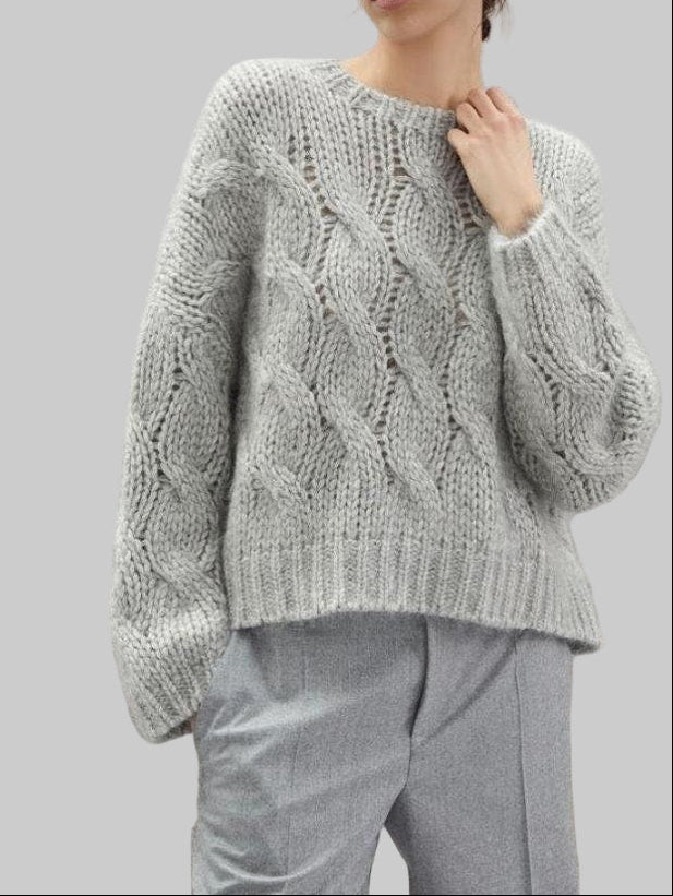 Handmade Cropped Cable Knit Alpaca Sweater | Short Pullover