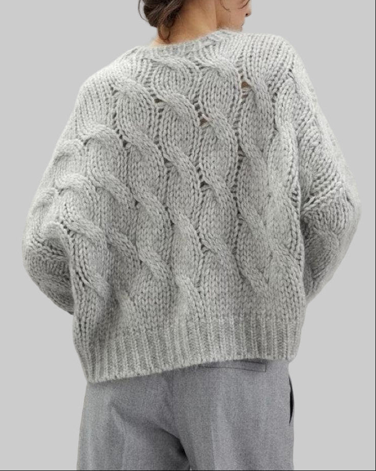 Handmade Cropped Cable Knit Alpaca Sweater | Short Pullover