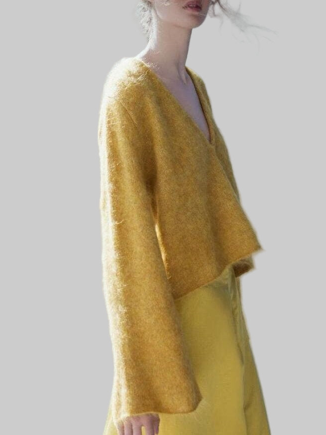 Handmade Alpaca V-Neck Sweater, Sustainable Knit Top