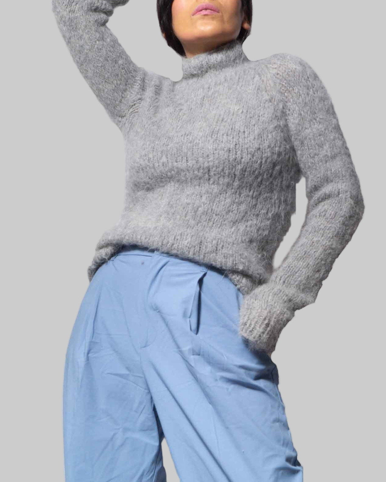 Handmade Alpaca Knit Pullover | Sustainable Grey Sweater Top